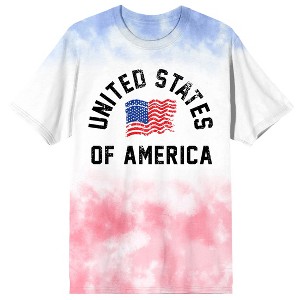 United States Of America Wavy Flag Adult Americana Wash Crew Neck Short Sleeve T-shirt - 1 of 4