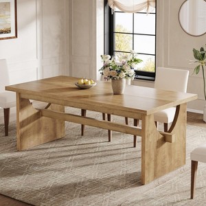 Lantine Farmhouse Dining Table for 4-6 People, 63" Large Rectangular Kitchen Dining Room Table for Kitchen Living Room, Rustic Brown - 1 of 4