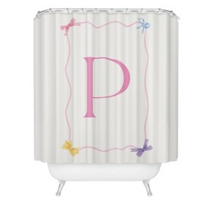 Deny Designs April Lane Art Simple Bow Monogram Shower Curtain - 1 of 3