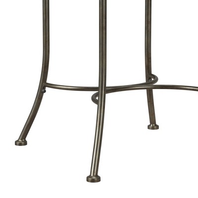 Antique Gray Metal Vanity Stool with Cream Upholstery