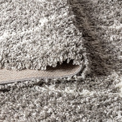 Moroccan Geometric Trellis Grey/Cream Shag Area Rug 7'x5'