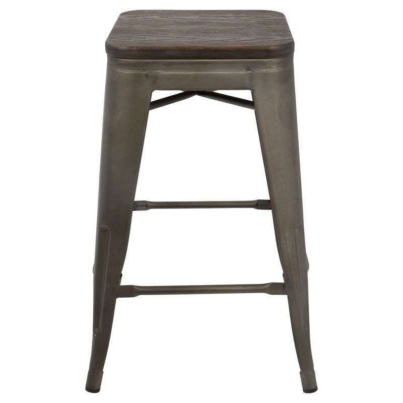 Set of 2 Oregon Industrial Stackable Counter Height Barstool with Frame Antique Wood - Lumisource, 5 of 12