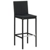vidaXL 4-Piece Set of Black Poly Rattan Garden Bar Stools with Cream Cushions - Suitable for Outdoor, Garden, Patio, Deck & Kitchen Counter Use - 3 of 4