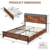 Bed Frame with Charging Station and LED Lights, Metal Platform Bed Frame with Storage Headboard and 4 Drawers, Heavy Duty, No Box Spring Needed, Brown - 2 of 4