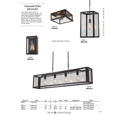 Bronze and Glass 2-Light Flush Mount Ceiling Fixture