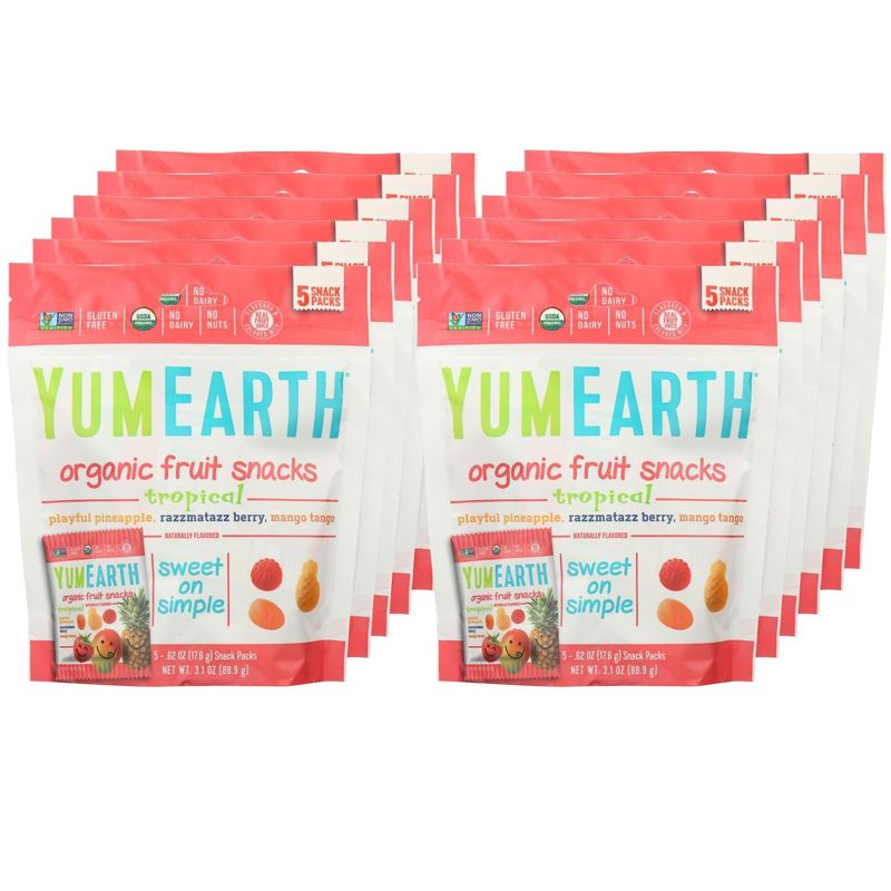 Yumearth Organic Tropical Fruit Snacks - Case of 12/3.1 oz, 1 of 8