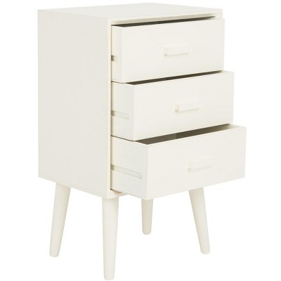 Pomona Antique White Mid-Century 3-Drawer Transitional Accent Table