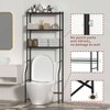 3 - Tier Over Toilet Storage Freestanding Metal Bathroom Shelves Space Saver Black - 3 of 4
