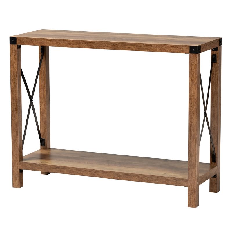 Baxton Studio Rumi Modern Farmhouse Natural Brown Finished Wood and Black Metal Console Table, 2 of 9