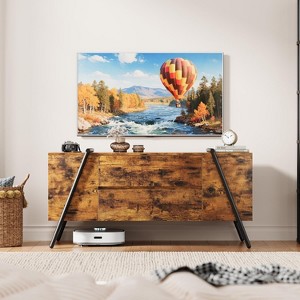 TV Stand for Living Room, Wood Entertainment Center with 2 Drawers, Side Open Shelves & U-Shaped Metal Base - 1 of 4
