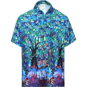 LA LEELA Mens Hawaiian Shirt Short Sleeve Button Down Shirt Men's Halloween Costumes Shirt Holiday Shirts for Men Funny - 1 of 4