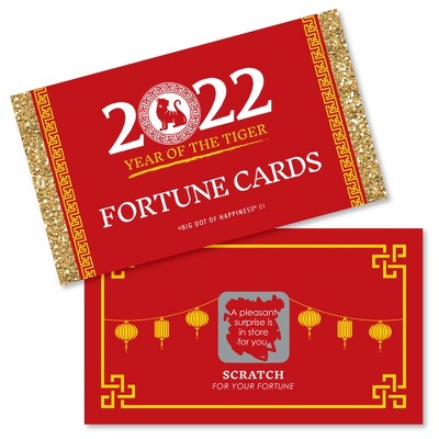 Big Dot of Happiness Chinese New Year - 2022 Year of the Tiger Party Scratch Off Fortune Cards - 22 Count