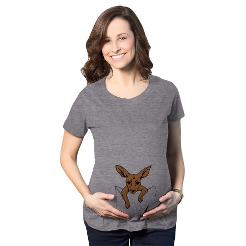 Maternity Peeking Kangaroo Tshirt Cute Pregnancy Tee - Crazy Dog Maternity T Shirt - image 1 of 4