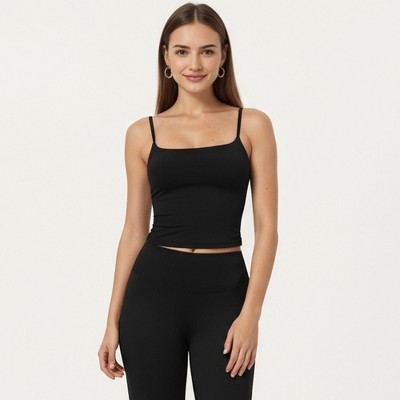 Anna-Kaci Active Women's Fitted Spaghetti Strap Square Neck Stretch Camisole Top - image 2