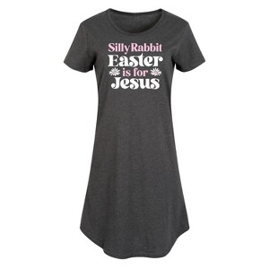 Women's - Instant Message - Silly Rabbit Easter Is For Jesus Graphic T-shirt Dress - 1 of 4