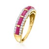 Ross-Simons 1.30 ct. t.w. Ruby and .29 ct. t.w. Diamond Ring in 14kt Yellow Gold - 3 of 4