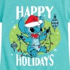 Girls' - Lilo and Stitch - Happy Holidays Christmas Fitted Short Sleeve Graphic T-Shirt - 2 of 4