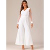 Allegra K Women's Elegant V Neck Mesh Long Sleeve Loose Wide Leg Party Jumpsuits - 3 of 4