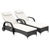 Resenkos 2 Reclining Chaise Lounge Chairs, Outdoor Sectional Furniture, PE Rattan, White Deep Coffee and Cream White - 2 of 4