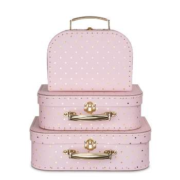 Pink Paperboard Suitcases, Set of 3 Vintage Style Storage Boxes (3 Siz –  Okuna Outpost