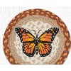 Earth Rugs Round Trivet – 10"x10" Monarch Butterfly Printed Braided Jute Mat in Natural Botanical Garden Style - 3 of 3