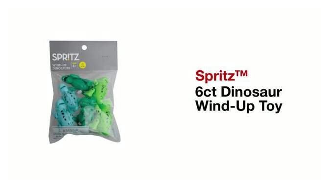 6ct Dinosaur Wind-Up Toy Green/Blue - Spritz&#8482;, 2 of 5, play video