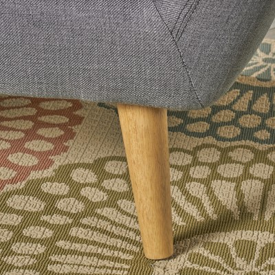 Mid-Century Modern Dark Gray Tufted Fabric Loveseat