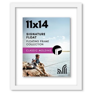 Americanflat 11x14 Floating Frame in White with Polished Glass and Hanging Hardware Included - Also Use 8x10 or 5x7 Photos for Floating Effect - 1 of 4