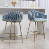 Kumasinova 26" Counter Height Bar Stools Set of 2, Velvet Dining Chair with Hand-Wave Back, Golden Chromed Base & Footrest, Upholstered Counter Stools - 3 of 4