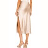 Coolmee Women's Satin Silk Slit Skirt Elastic Waistband Maxi Long Satin Slit Maxi Skirts - 4 of 4