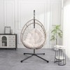 NAYSAYE Patio Swing Egg Chair with Stand Cushion and Pillow for Garden and Porch Relaxation, Gray and White, 32.5"*24.4"*57.6" - 2 of 4