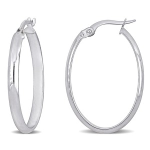 EVERLY JEWELRY | 10k Gold Oval Shaped Hoop Earrings - Multiple Metal Color Options - 1 of 4