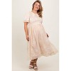 Pinkblush Cream Embroidered Smocked Maternity Plus Midi Dress - 2 of 4