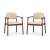 Modern PU Upholstered Dining Chairs Set of 2,Dining Chair with Rubber Wood Frame,Wooden Arm Chairs for Kitchen or Dining Room-Coolbibila - 3 of 4