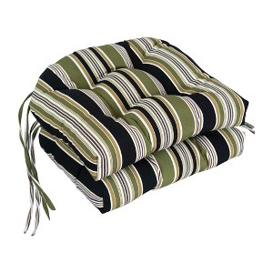 Blazing Needles, 16-inch Spun Polyester Patterned Outdoor U-shaped Tufted Chair Cushions (Set of 2) - 1 of 2