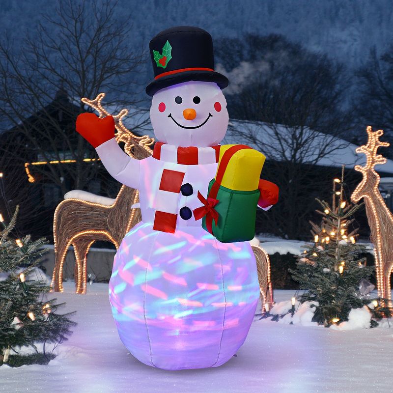 5 FT Tall Snowman Inflatable Blow up Inflatable w/Built-in Colorful LED Lights, 1 of 13