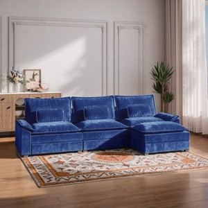 ALAUAM 116”Cloud Sectional Couches L-Shaped Sofa Deep Seat& Movable ottoman, Modern Comfort Upholstered Sofa - 1 of 4