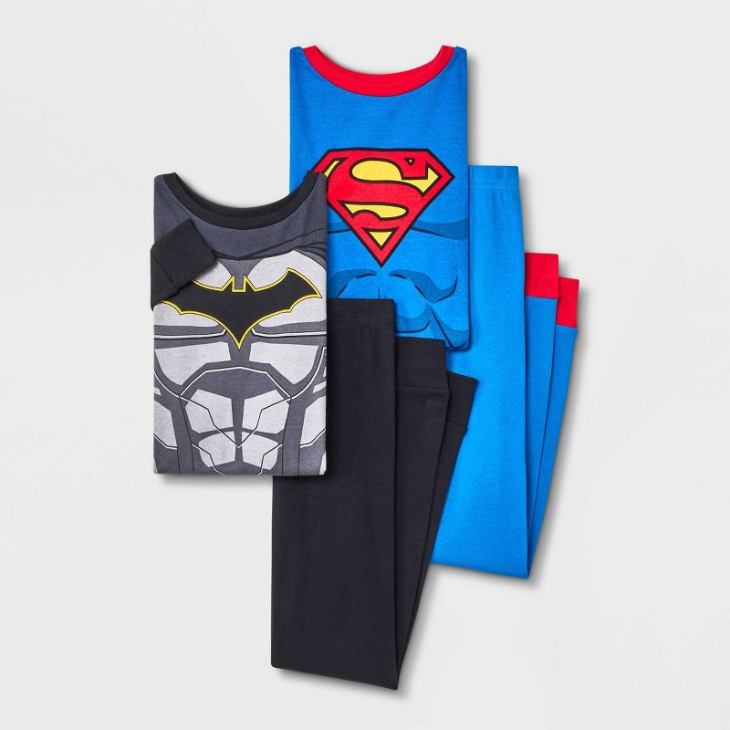Boys' Justice League 4pc Pajama Set - Black/Red/Blue, 1 of 4