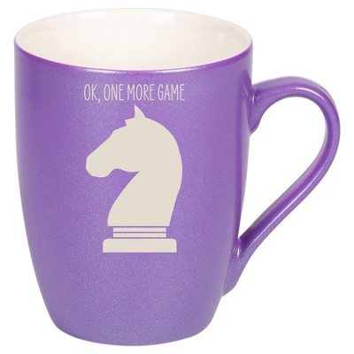100 North Chess Knight 10 Ounce Passion Purple Metallic Finish, Comfortably Fits Your Hands, New Bone China Coffee Tea Cup Mug, Ok, One More Game
