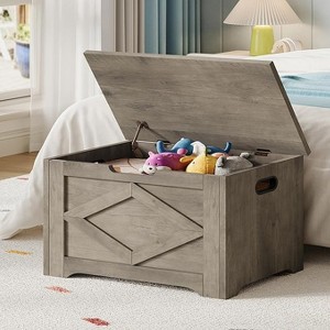 Storage Chest, Wooden Storage Bench with Safety Hinge, Easy Assembly, Large Toy Chest for Entryway, Living Room, Bedroom - 1 of 1