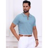 INSPIRE CHIC Men's Knitted Ribbed Hem Short Sleeve Textured Polo Shirts - 4 of 4