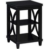 HomeStock Belmont End Table with Soft X-Shaped Side Design and Two Tier Shelves, Solid Rubberwood with Oak Veneer for Living Room Storage - 2 of 4