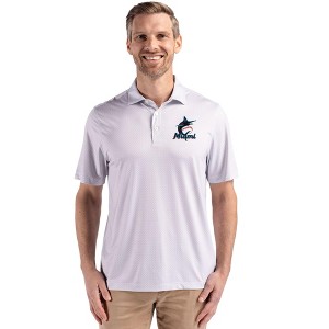 Miami Marlins Cutter & Buck Pike Eco Diamond Dot Print Recycled Mens Big & Tall Polo - 1 of 1