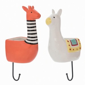 Transpac Ceramic Llama/Giraffe Wall Hanger Set of 2 Spring Home Decorations - 1 of 1