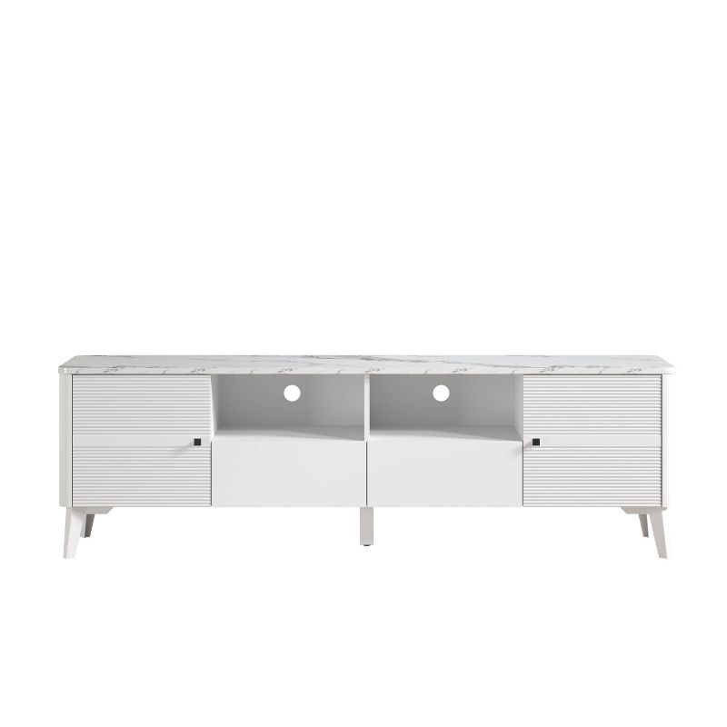 70&#34; Modern Storage TV Stand Cabinet Features Premium Faux Marble Countertop TVs up 75&#34; - Festivo, 3 of 11