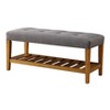 TiramisuBest Vintage Semi-Circle End of Bed Bench, Upholstered Bedroom Entryway Bench with Tufted Velvet-Touch Fabric & Rubberwood Legs, Gray - 4 of 4
