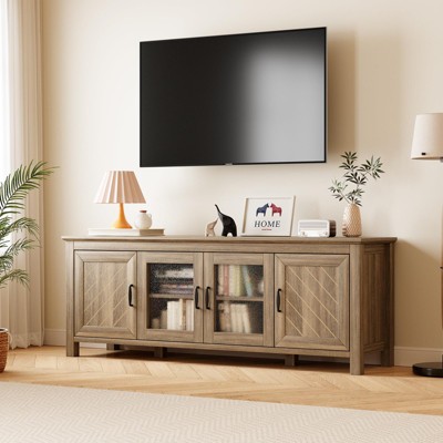 Farmhouse TV Stand for TV up to 65", Gaming Entertainment Center, TV Console Table with Doors & Storage Cabinets