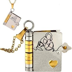 Dainty Granddaughter Necklace Gift from Grandma, Gold or Silver Book Pendant - 1 of 4