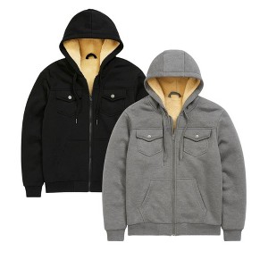 BenBen 2 Pack Men's Faux Shearling Zip Hoodie - 1 of 3