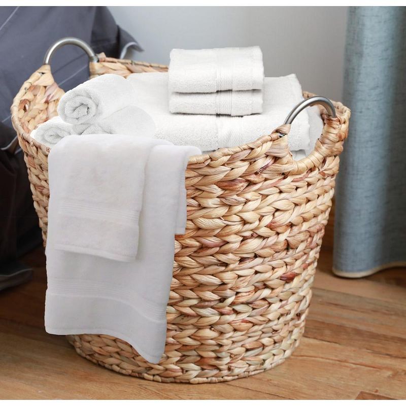 Water Hyacinth Wicker Large Round Storage Laundry Basket with Handles, 2 of 6